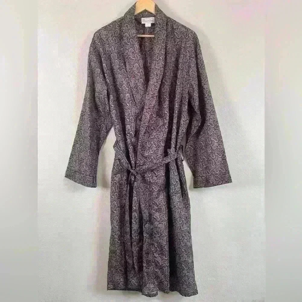 Oscar de la Renta Vintage Maroon and Navy Paisley Robe Men’s size L/XL - Picture 1 of 7